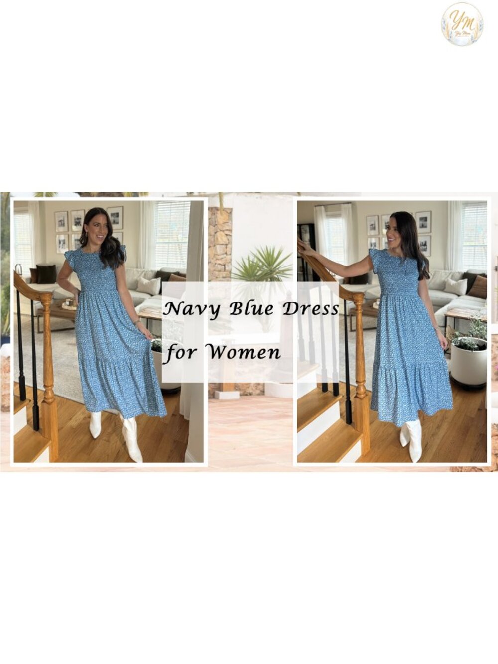 Casual Maxi Dress with Pockets Ruffle Sleeve Smocked Tiered Dress - Picture 5 of 6